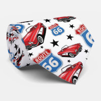 1961 C1 Red Classic Sports Car Retro Route 66 Sign