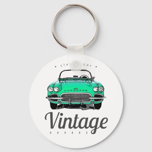 1961 Chevy Corvette Classic Car Vintage Garage Keychain