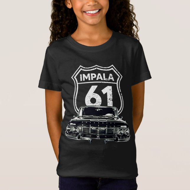 1961 Chevy Impala Front Grill View Silhouette T-Shirt (Front)