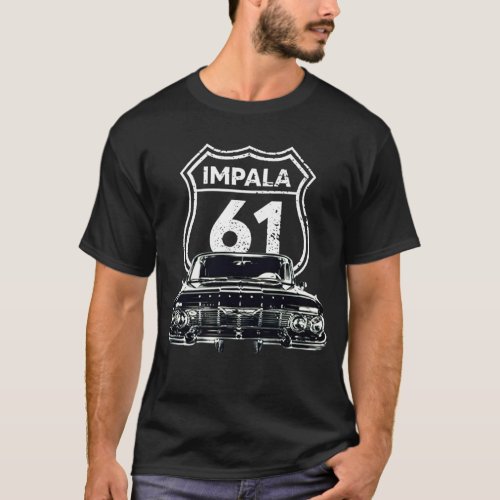 1961 Chevy Impala Front Grill View Silhouette  T-Shirt