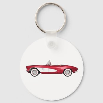 1961 Corvette C1: Candy Apple Finish: Keychain by spiritswitchboard at Zazzle