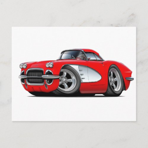 1961 Corvette Red Car Postcard