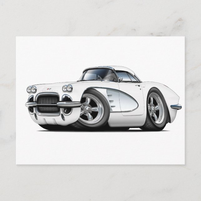 1961 Corvette White Car Postcard (Front)