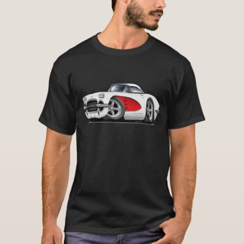 1961 Corvette White_Red Car T_Shirt