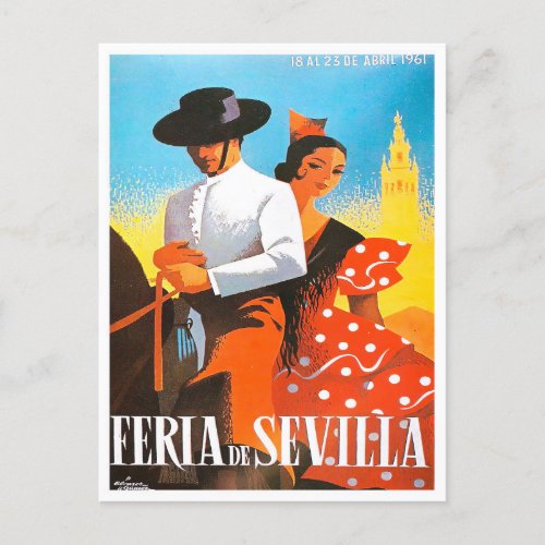1961 feria de Sevilla vintage travel Postcard