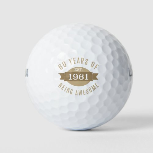 1961 Funny 60th Birthday Awesome Golf Balls