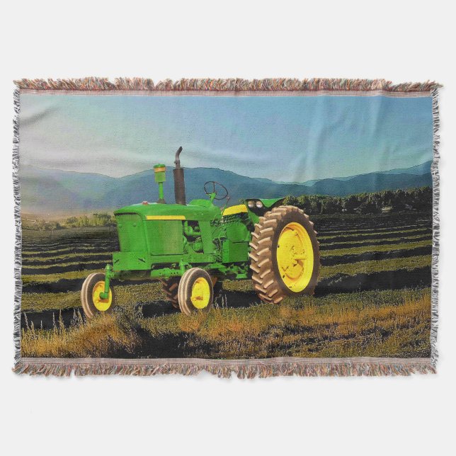 1962 Big Green Tractor Cozy Throw Blanket (Front)
