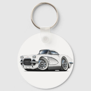1962 Corvette White Car Keychain