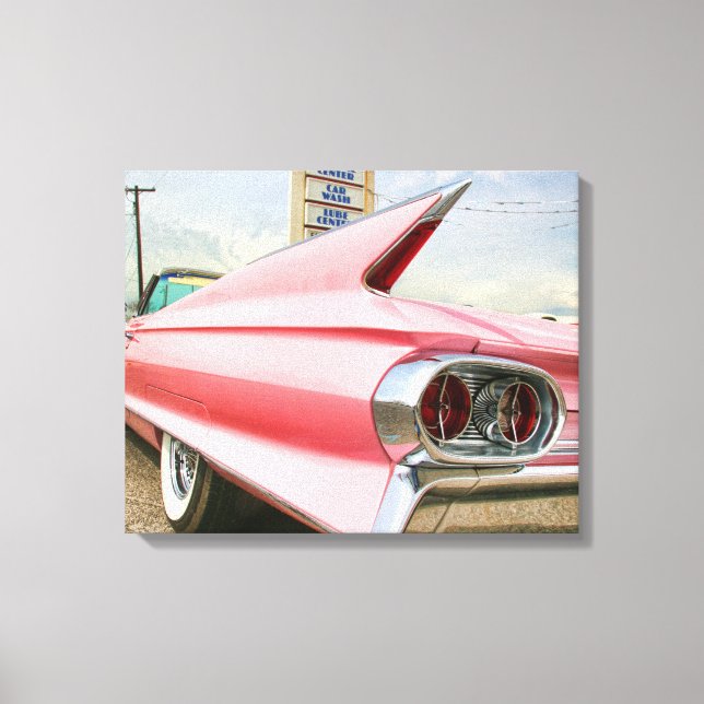 1962 pink cadillac convertible canvas print (Front)