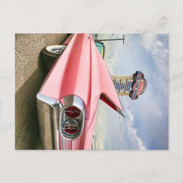 1962 pink cadillac convertible postcard (Front)