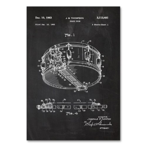 1962 Snare Drum _ Patent Draw Table Number