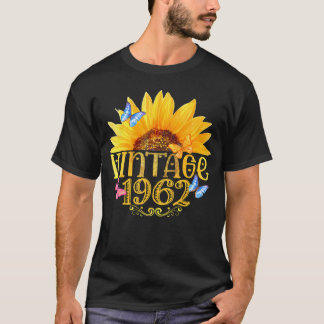 1962 Sunflower Floral Butterfly Funny 62Nd Birthda T-Shirt