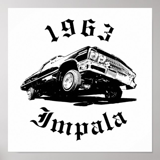 1963 Chevrolet Impala Lowrider With Hydraulics Art Poster (Front)