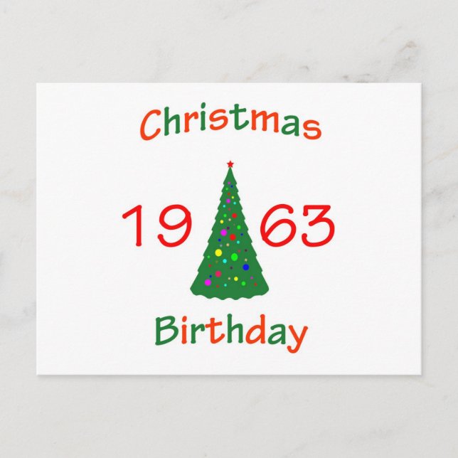 1963 Christmas Birthday Holiday Postcard (Front)