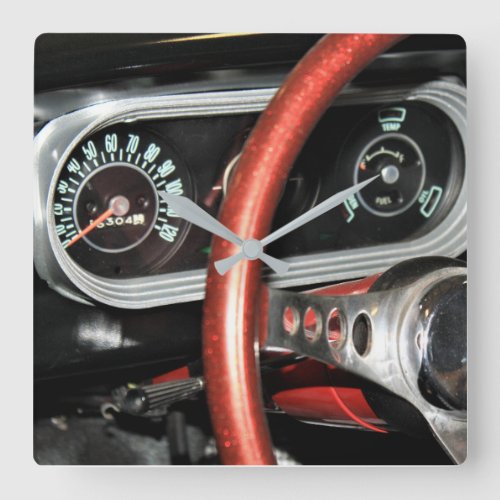 1963 Classic Car Dashboard Square Wall Clock