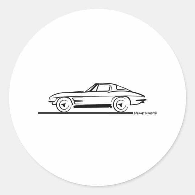 1963 Corvette Sting Ray Split Window Coupe Classic Round Sticker (Front)