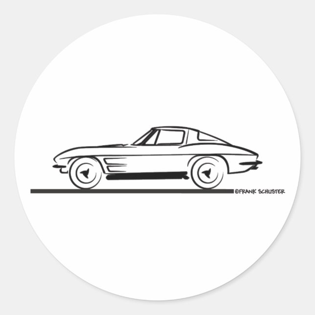 1963 Corvette Sting Ray Split Window Coupe Classic Round Sticker (Front)