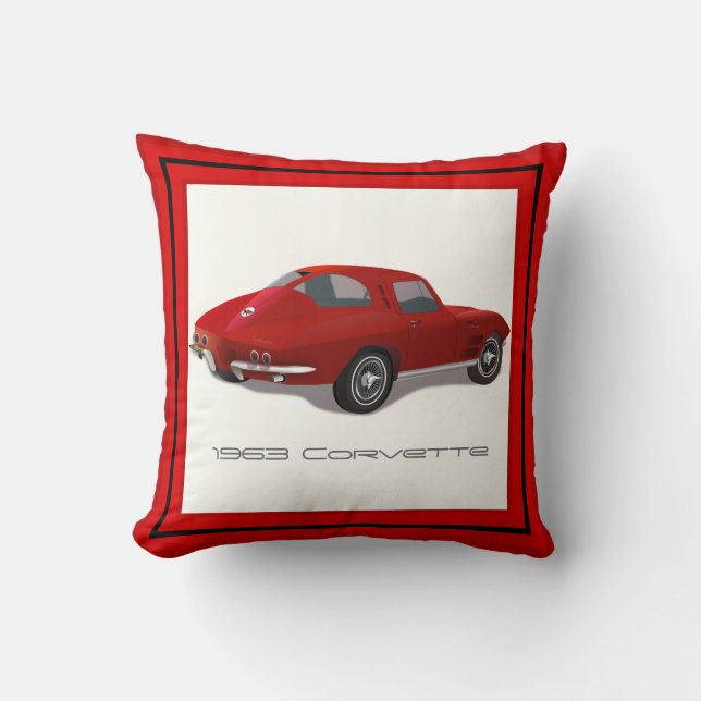 1963 Corvette Stingray Split Window Throw Pillow (Front)