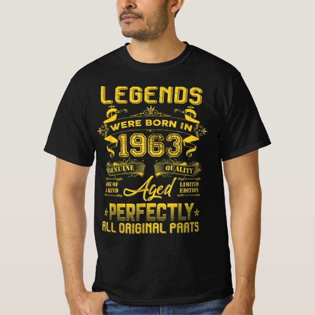 1963 Happy Birthday Gift, Legends Were Born In 196 T-Shirt (Front)