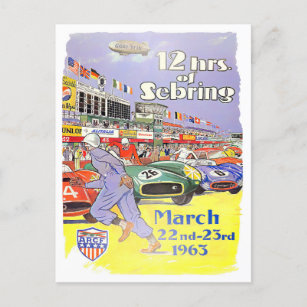 1963 Sebring 12h Grand Prix Postcard