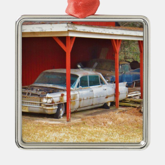 1963 Silver Sadan deville Metal Ornament (Front)