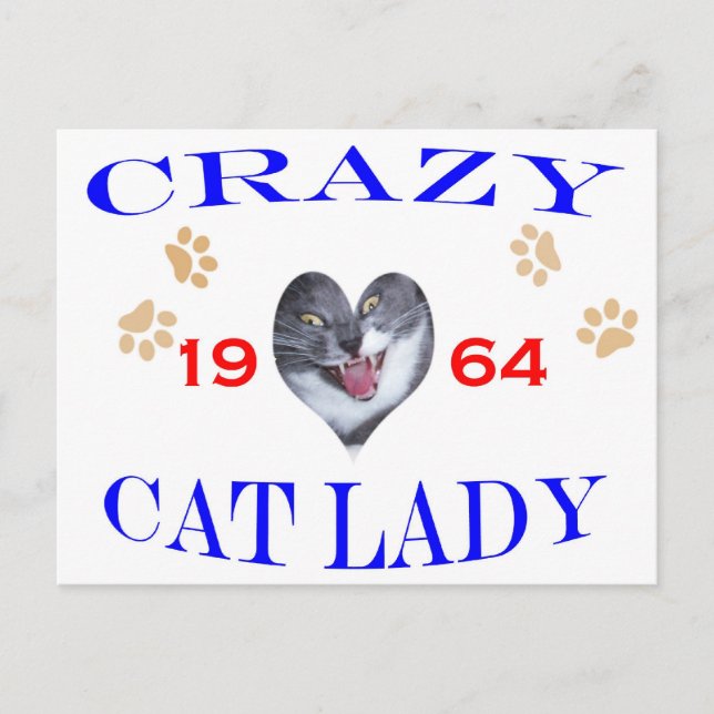 1964 Crazy Cat Lady Postcard (Front)