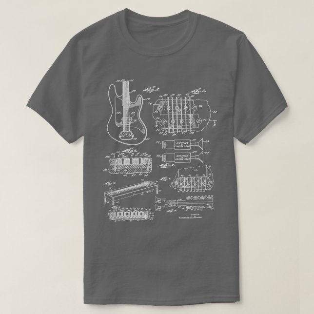 1964 Guitar Bridge Pickup Patent Music Player Hist T-Shirt (Design Front)