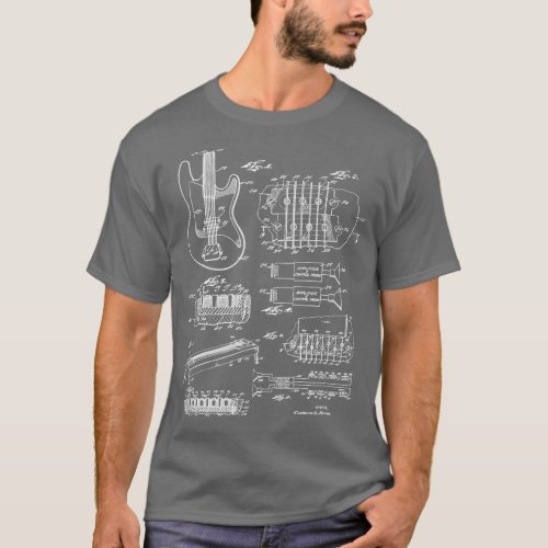 1964 Guitar Bridge Pickup Patent Music Player Hist T_Shirt