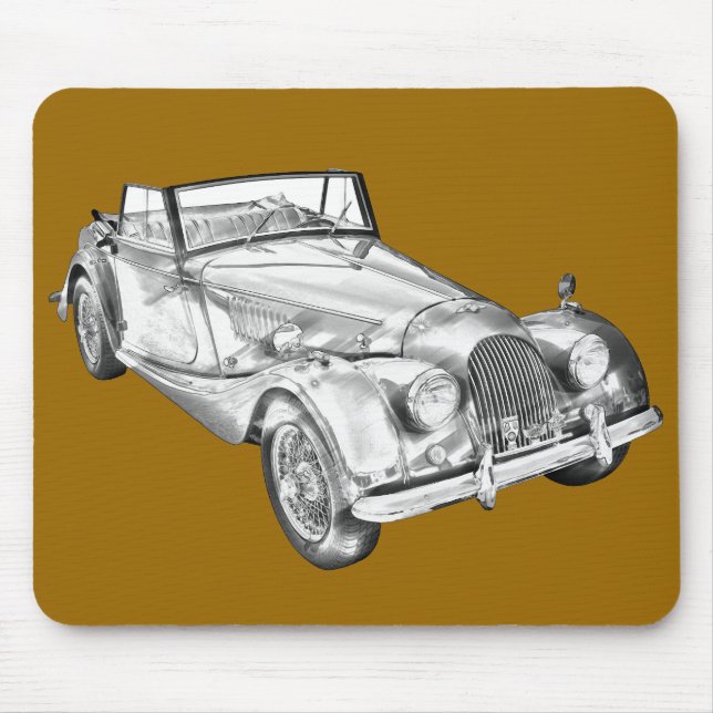 1964 Morgan Plus 4 Sports Car Illustration Mouse Pad (Front)