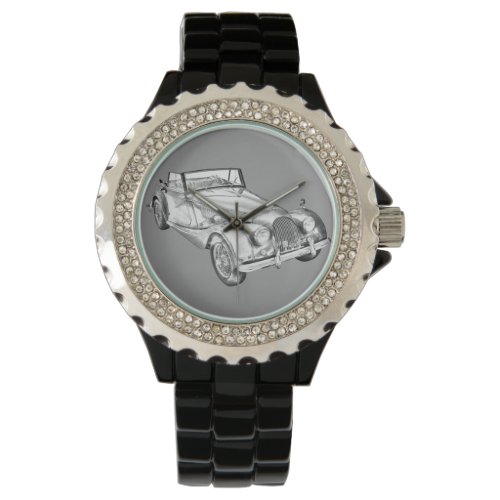 1964 Morgan Plus 4 Sports Car Illustration Wrist Watch