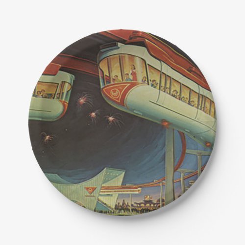 1964 New York Worlds Fair Monorail Paper Plates