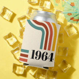 1964 Retro Stripe Vintage Poster Can Cooler