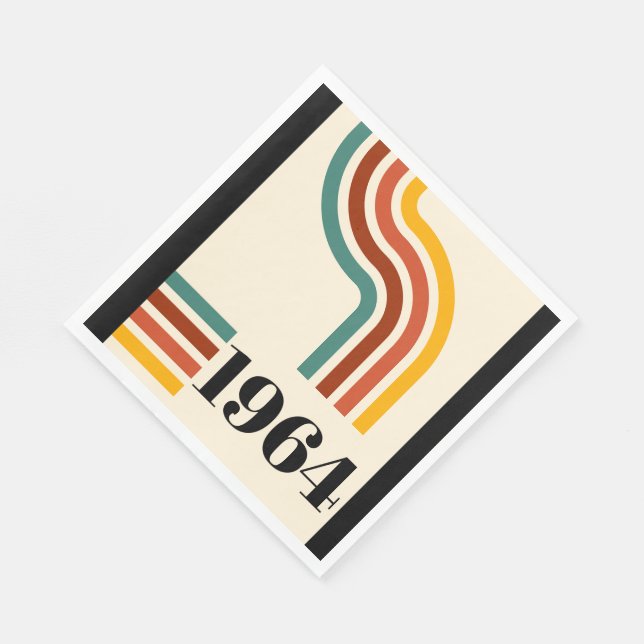 1964 Retro Stripe Vintage Poster Napkins (Corner)