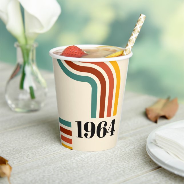 1964 Retro Stripe Vintage Poster Paper Cups (Insitu)
