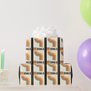 1964 Retro Stripe Vintage Poster Wrapping Paper