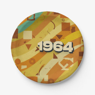 1964 - Retro Vintage 60s Geometric Design - Paper Plates