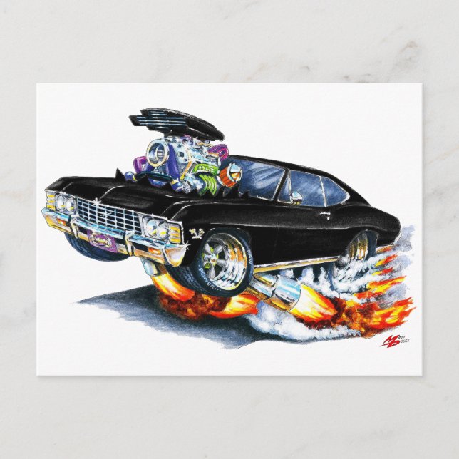 1965-66 Impala Black Car Postcard (Front)