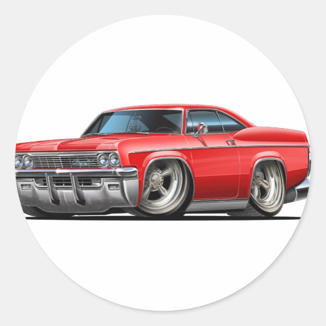1965-66 Impala Red Car Classic Round Sticker (Front)