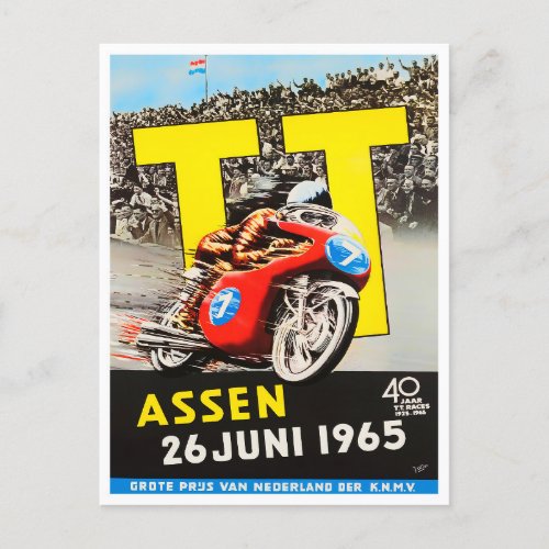 1965 Assen TT motorcycle Grand Prix Postcard