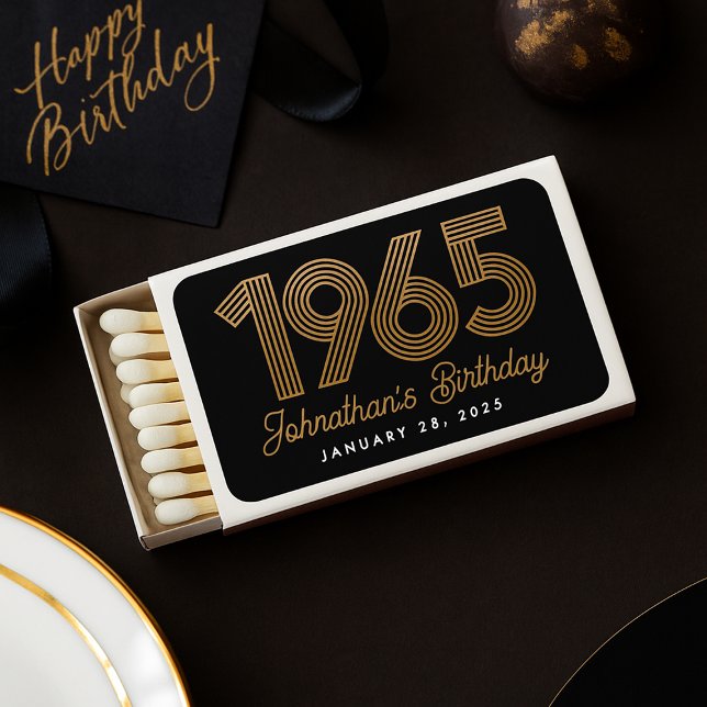 1965 Black Faux Gold 60th Birthday  Matchboxes (1965 Black Faux Gold 60th Birthday Matchboxes)