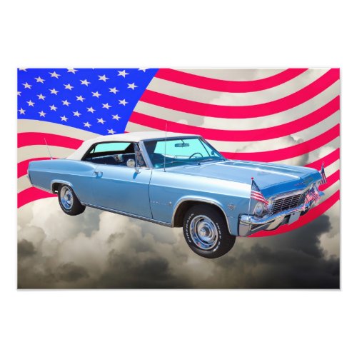 1965 Chevy Impala 327 With American Flag Photo Print