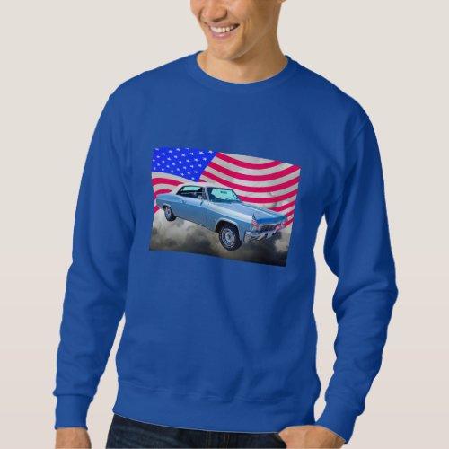 1965 Chevy Impala 327 With American Flag Sweatshirt