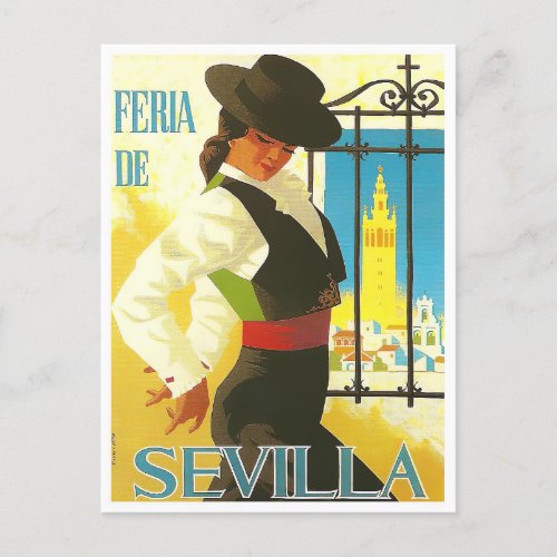 1965 Feria de Sevilla vintage travel Postcard