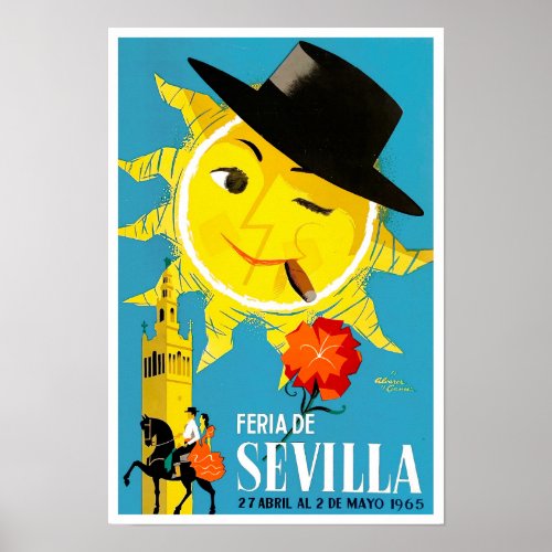 1965 Feria de Sevilla vintage travel Poster