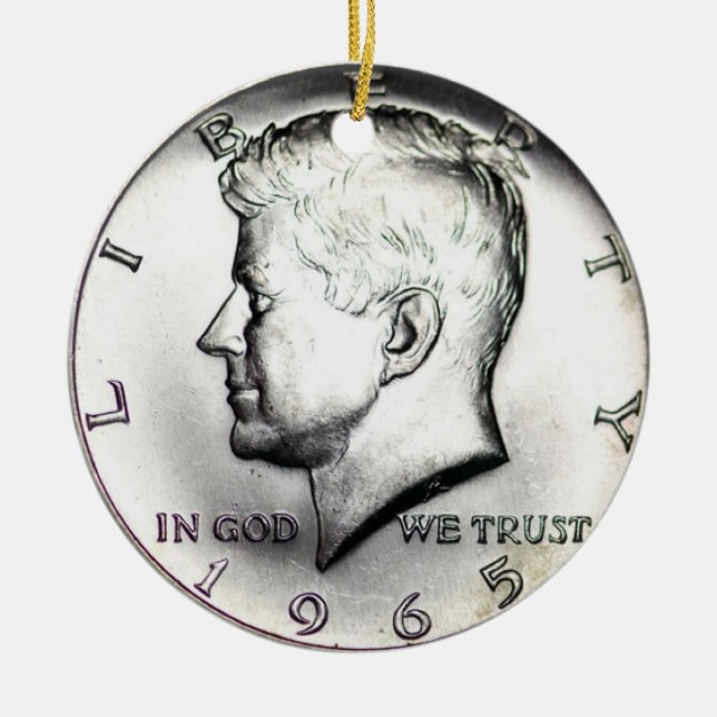 1965 Kennedy Half Dollar Ornament. Ceramic Ornament (Front)