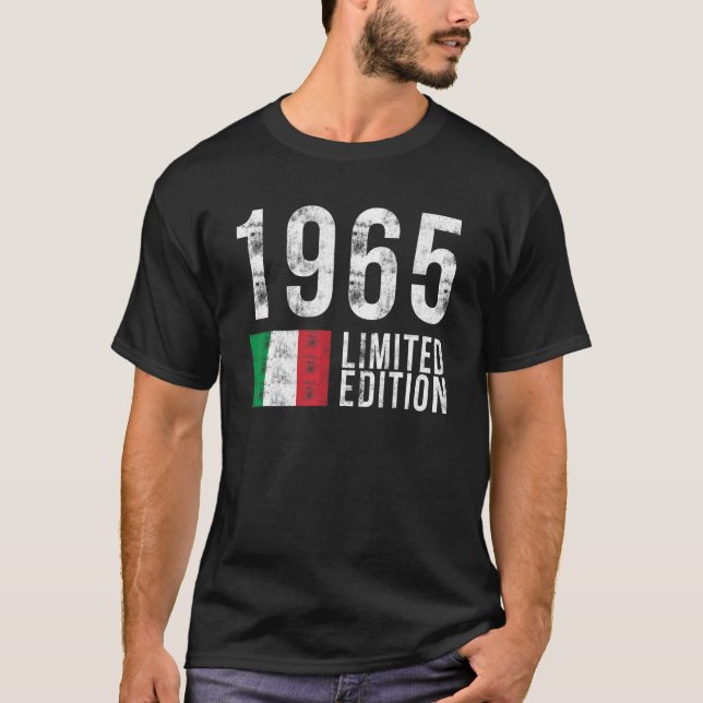 1965 Limited Edition Italy with Flag Birthday T-Shirt (Front)