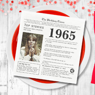 1965 Newspaper Birthday Trivia Napkins