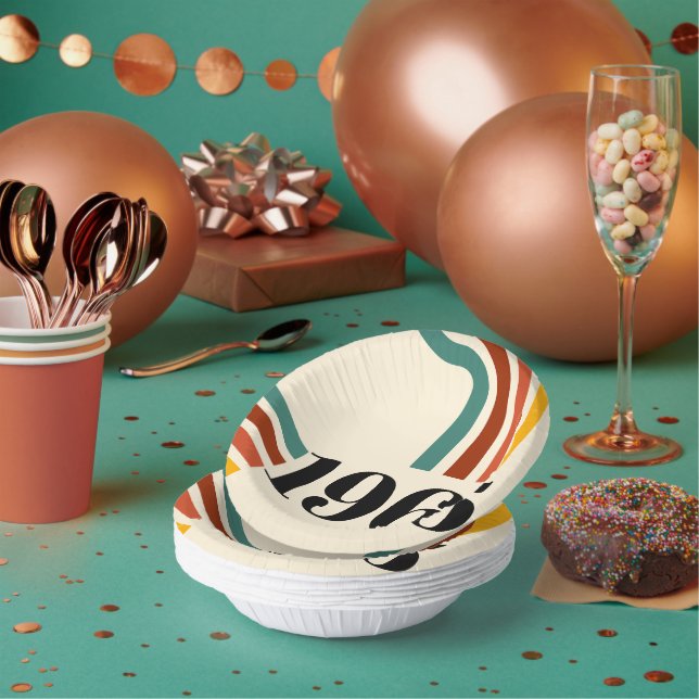 1965 Retro Stripe Vintage Poster Paper Bowls (Multi)