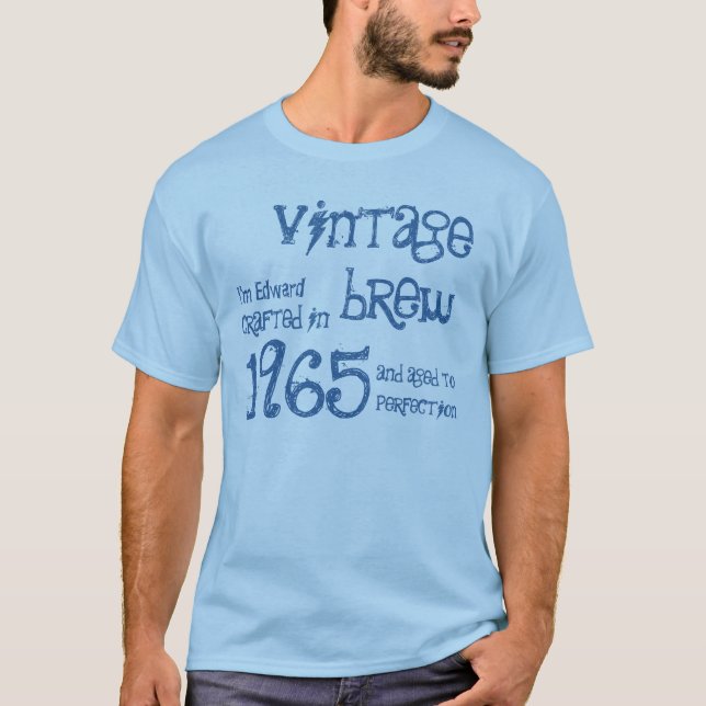 1965 Vintage Brew Fun 50th Birthday Blue T-Shirt (Front)