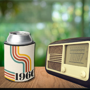 1966 60th Birthday Retro Stripe Vintage Can Cooler
